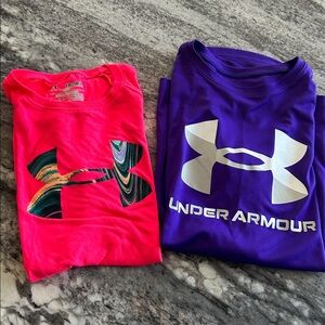 Kids Under Armour Bright Pink and Bold Purple Tees